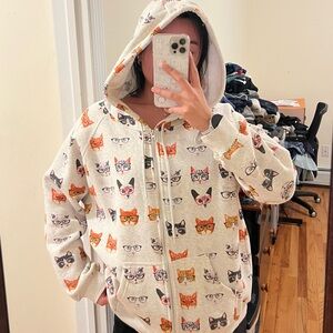 Cat Print Hoodie for Cat Lovers